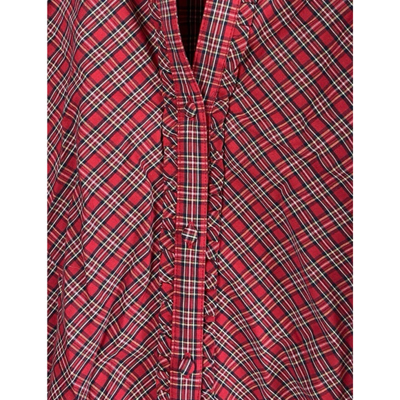 St Johns Bay Red Plaid Tartan Button Up Shirt Top Preppy Tailored Holiday Large - Picture 2 of 12